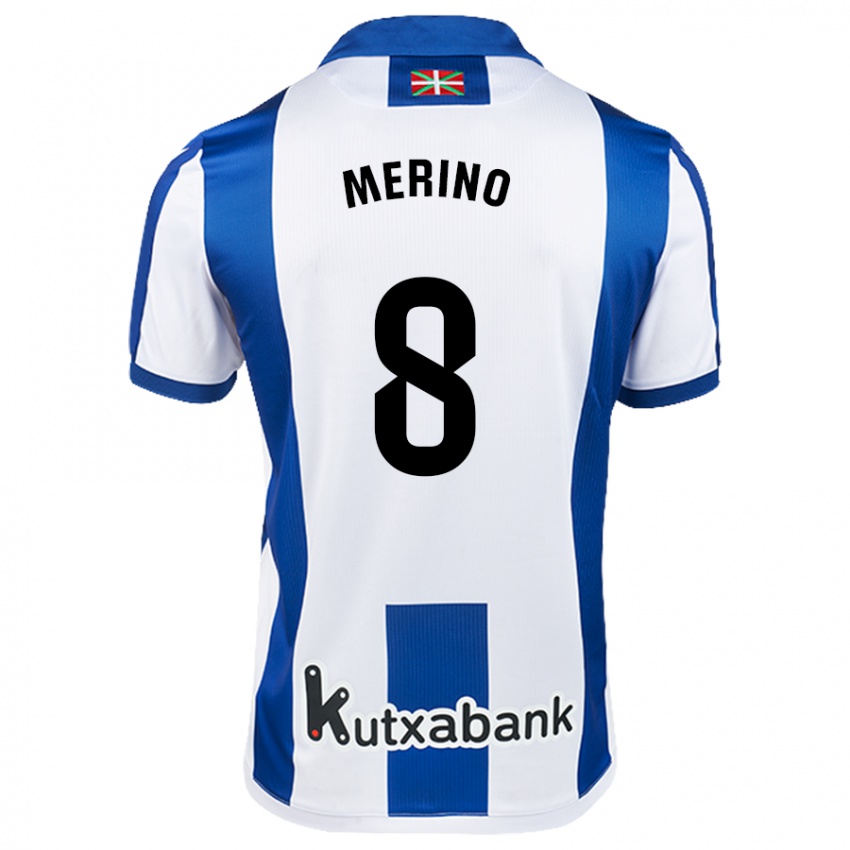 Dámské Mikel Merino #8 Bílá Modrá Domů Hráčské Dresy 2024/25 Dres