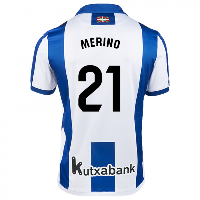 Dámské Jon Merino #21 Bílá Modrá Domů Hráčské Dresy 2024/25 Dres