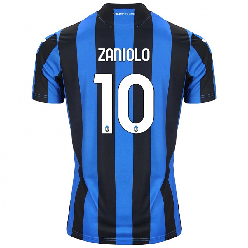 Dětské Nicolo Zaniolo #10 Modrá Černá Domů Hráčské Dresy 2024/25 Dres