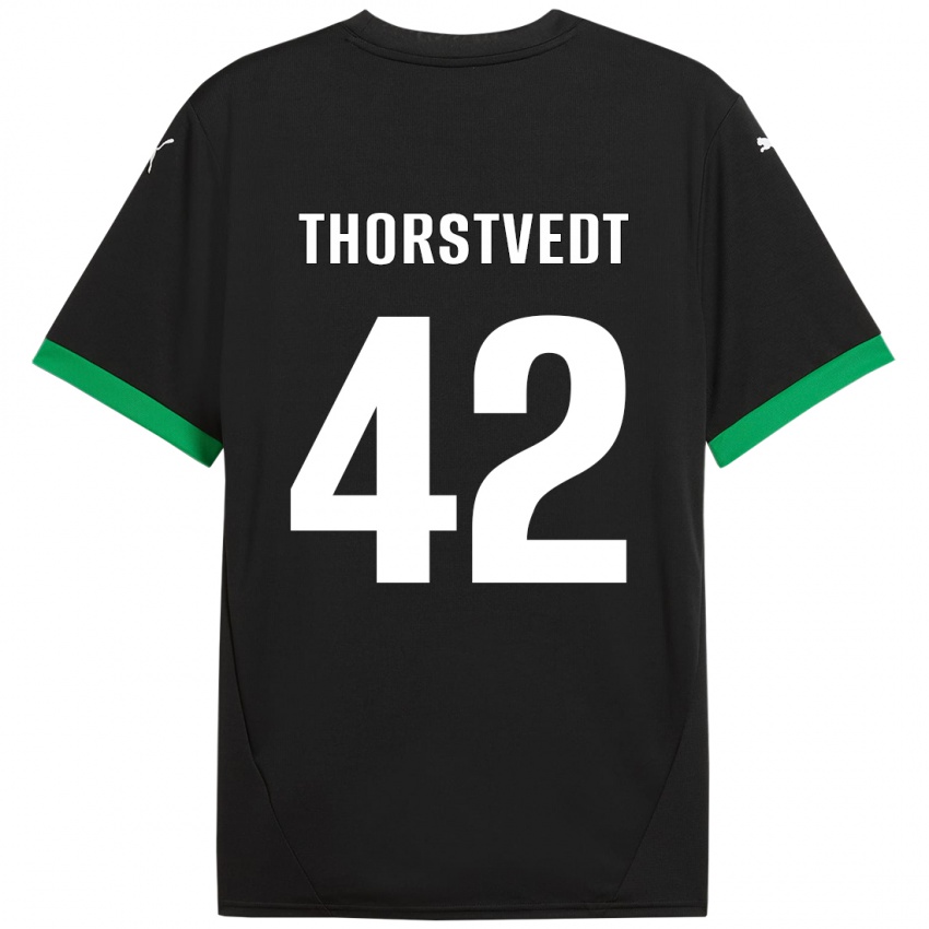 Dětské Kristian Thorstvedt #42 Černá Tmavě Zelená Domů Hráčské Dresy 2024/25 Dres