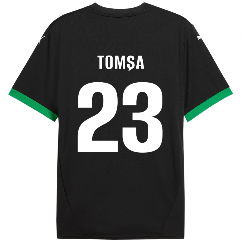 Dětské Troy Tomșa #23 Černá Tmavě Zelená Domů Hráčské Dresy 2024/25 Dres