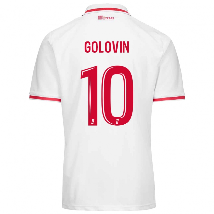 Dětské Aleksandr Golovin #10 Bílá Červená Domů Hráčské Dresy 2024/25 Dres