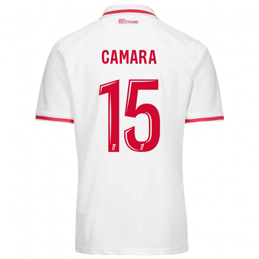 Dětské Lamine Camara #15 Bílá Červená Domů Hráčské Dresy 2024/25 Dres