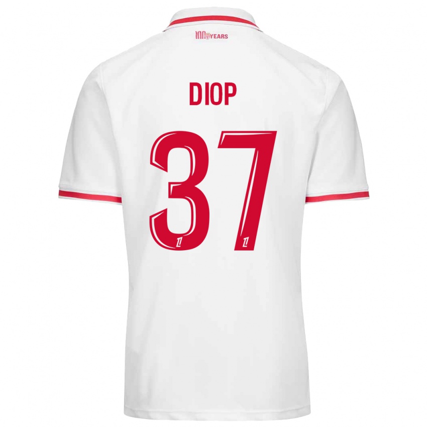 Dětské Edan Diop #37 Bílá Červená Domů Hráčské Dresy 2024/25 Dres