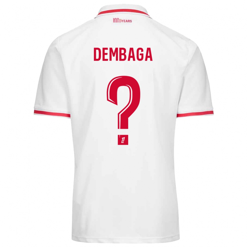 Dětské Boubakar Dembaga #0 Bílá Červená Domů Hráčské Dresy 2024/25 Dres