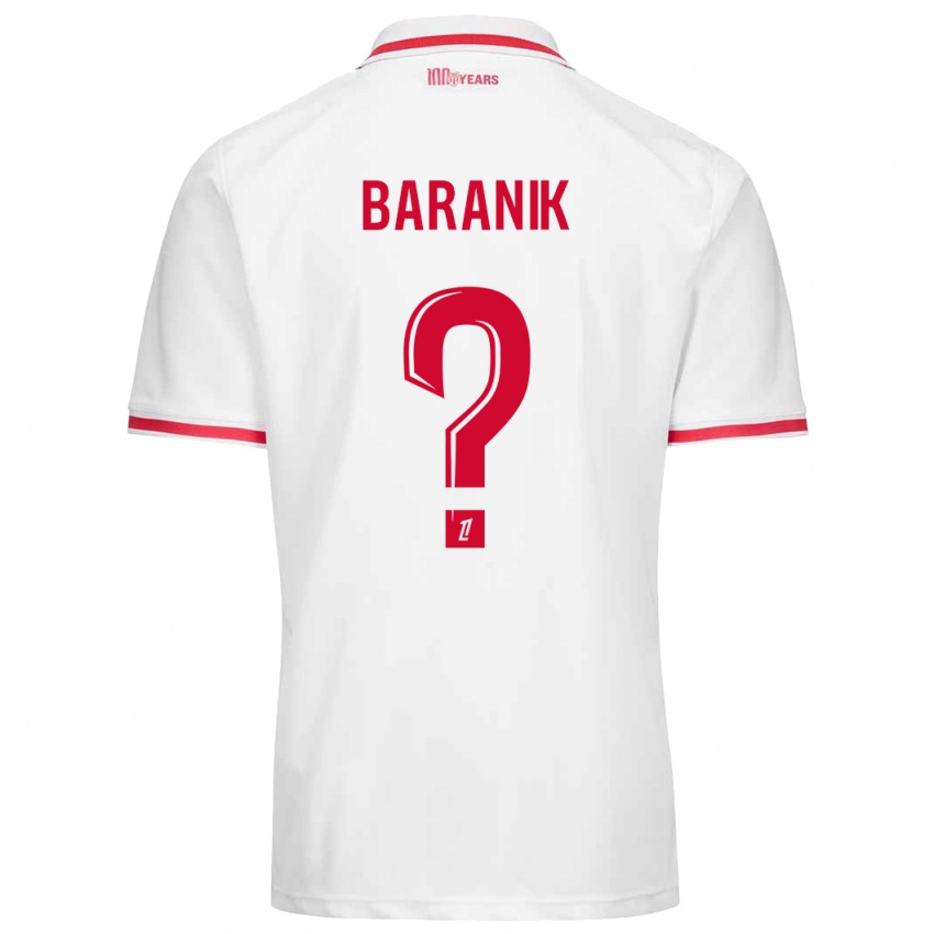 Dětské Florian Baranik #0 Bílá Červená Domů Hráčské Dresy 2024/25 Dres