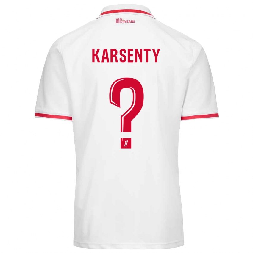 Dětské Kylian Karsenty #0 Bílá Červená Domů Hráčské Dresy 2024/25 Dres