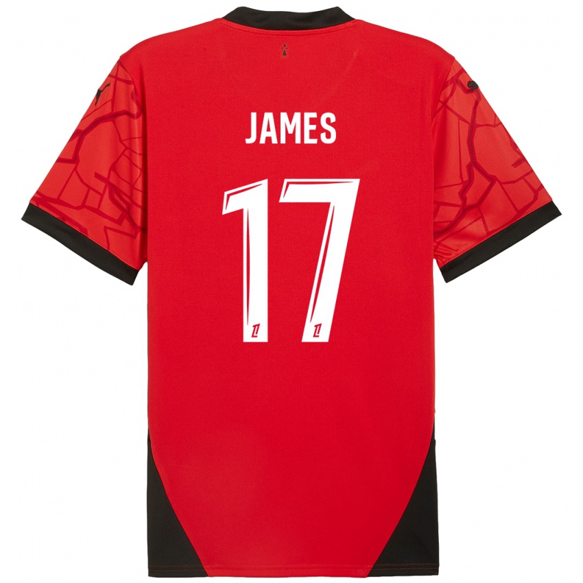 Dětské Jordan James #17 Červená Černá Domů Hráčské Dresy 2024/25 Dres