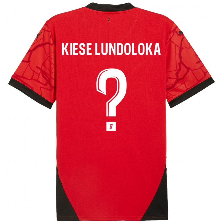 Dětské Jeanslor Kiese Lundoloka #0 Červená Černá Domů Hráčské Dresy 2024/25 Dres