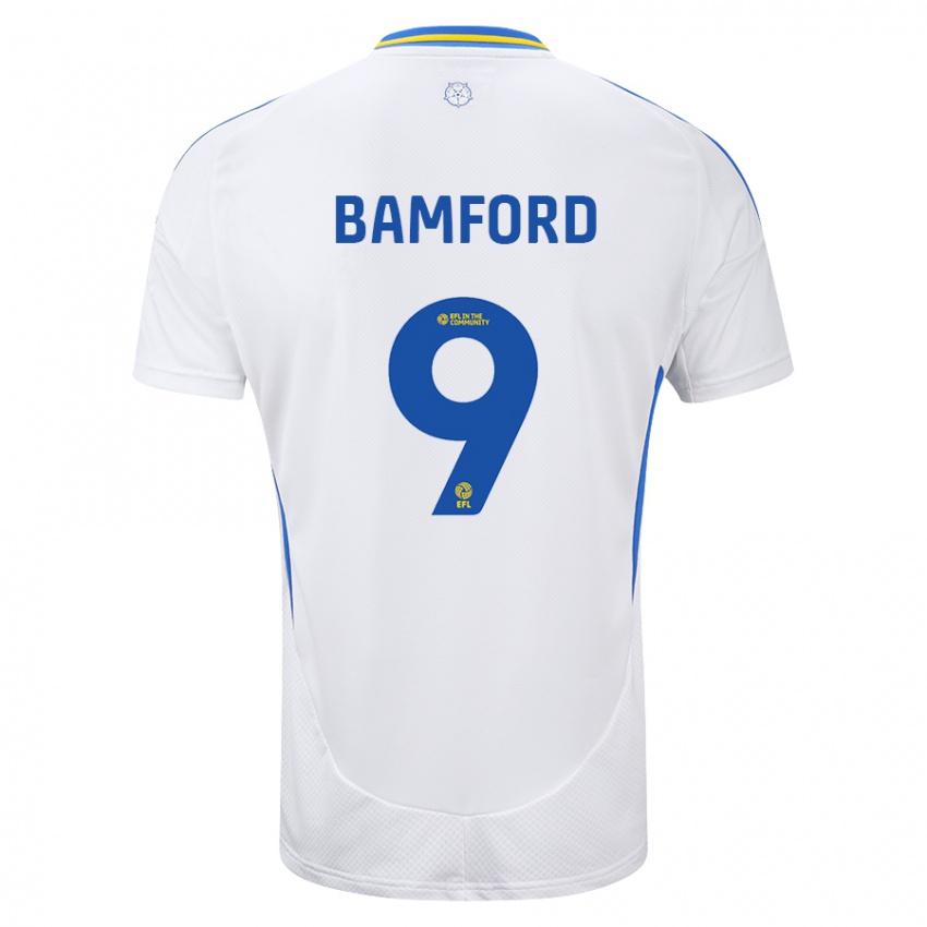 Dětské Patrick Bamford #9 Bílá Modrá Domů Hráčské Dresy 2024/25 Dres