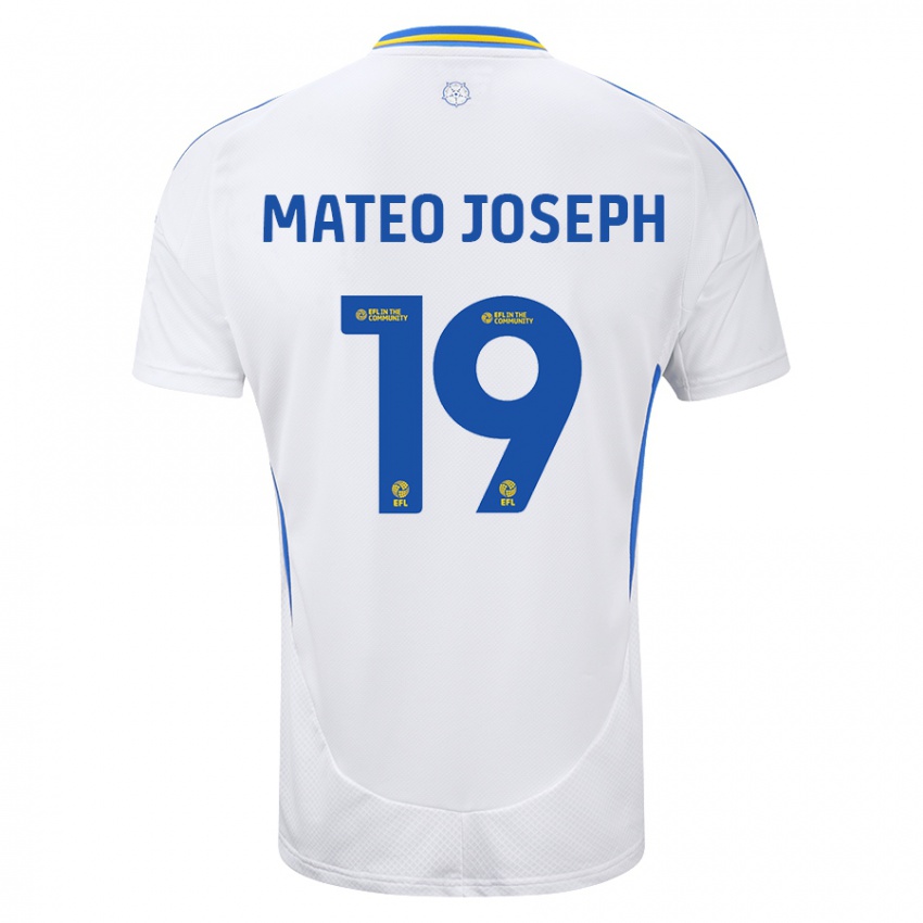 Dětské Mateo Joseph #19 Bílá Modrá Domů Hráčské Dresy 2024/25 Dres