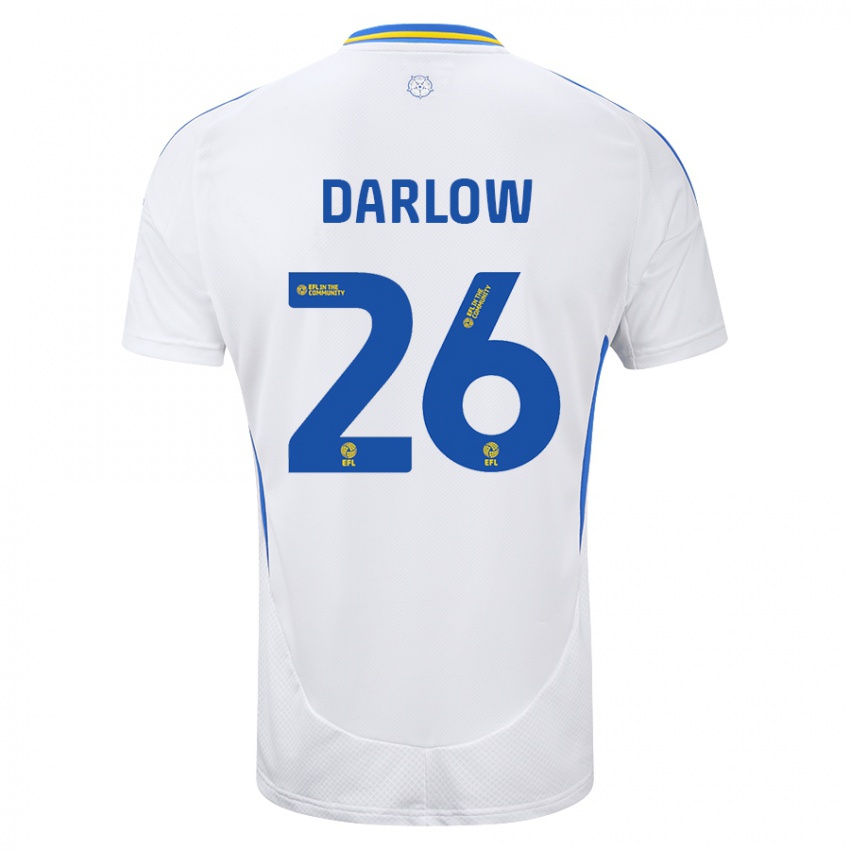 Dětské Karl Darlow #26 Bílá Modrá Domů Hráčské Dresy 2024/25 Dres