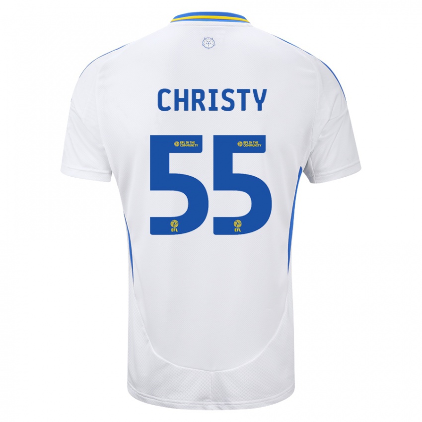 Dětské Harry Christy #55 Bílá Modrá Domů Hráčské Dresy 2024/25 Dres