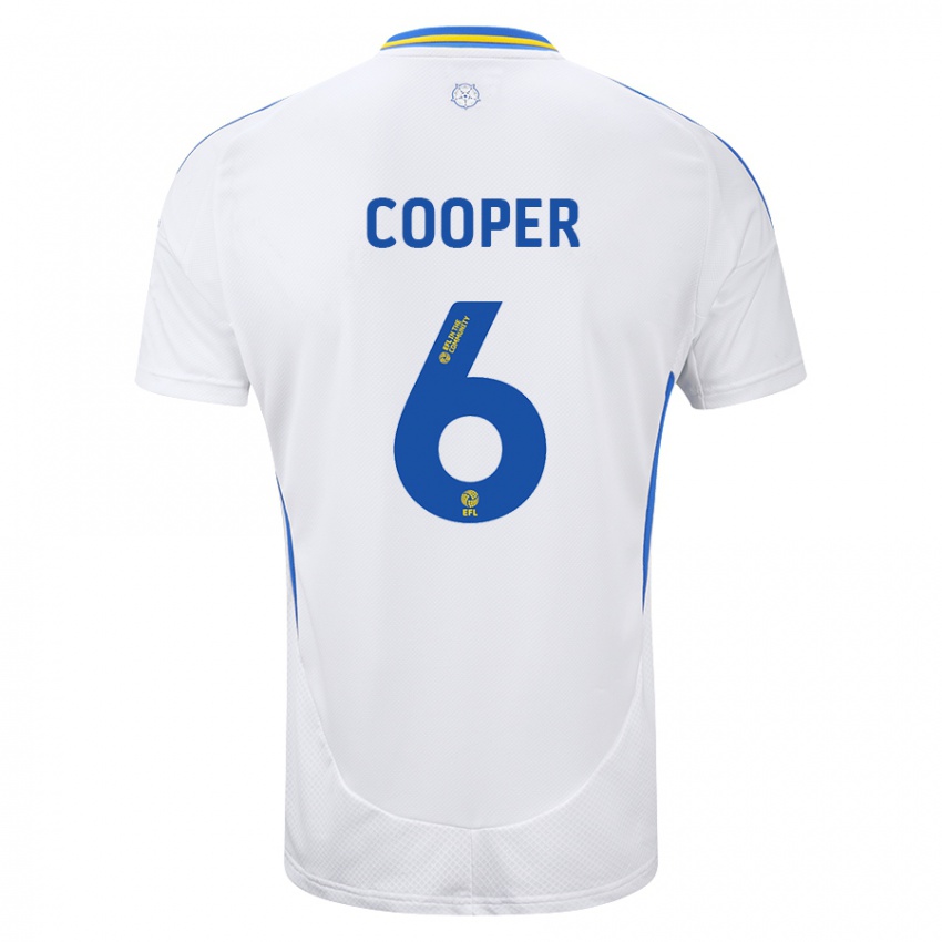 Dětské Liam Cooper #6 Bílá Modrá Domů Hráčské Dresy 2024/25 Dres