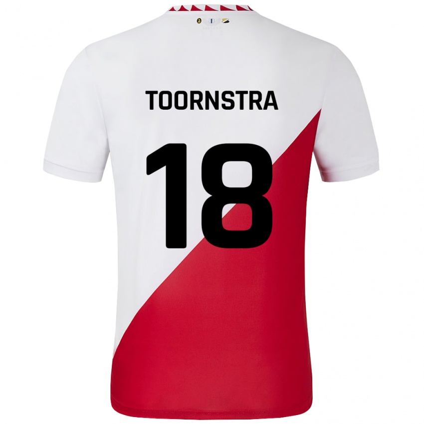 Dětské Jens Toornstra #18 Bílá Červená Domů Hráčské Dresy 2024/25 Dres