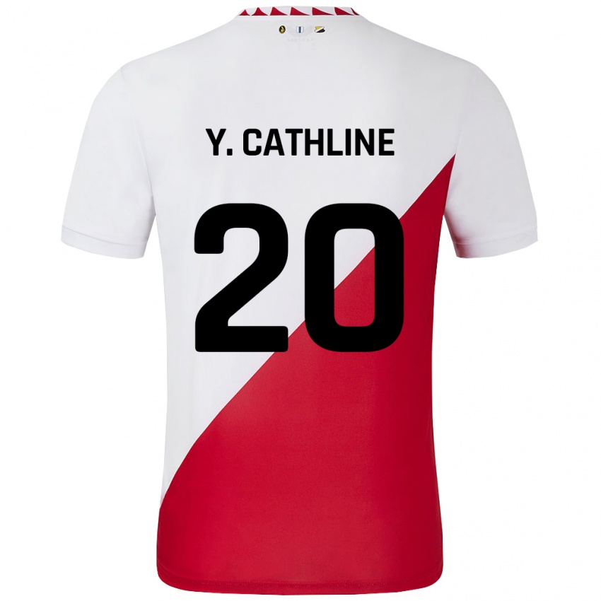 Dětské Yoann Cathline #20 Bílá Červená Domů Hráčské Dresy 2024/25 Dres