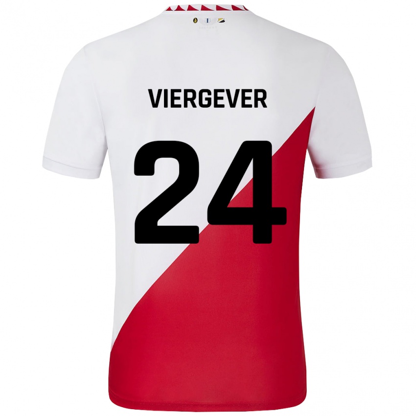 Dětské Nick Viergever #24 Bílá Červená Domů Hráčské Dresy 2024/25 Dres