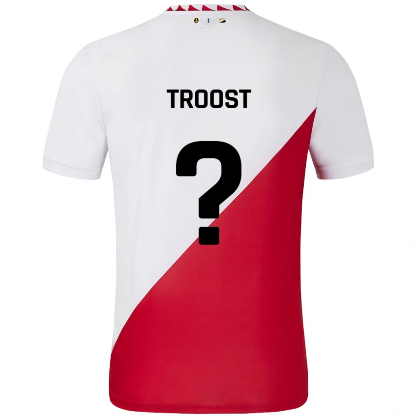 Dětské Fabian Troost #0 Bílá Červená Domů Hráčské Dresy 2024/25 Dres