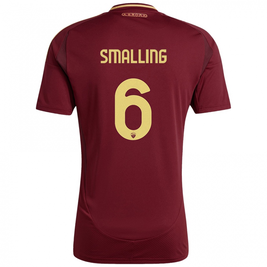 Dětské Chris Smalling #6 Červená Hnědá Zlatá Domů Hráčské Dresy 2024/25 Dres