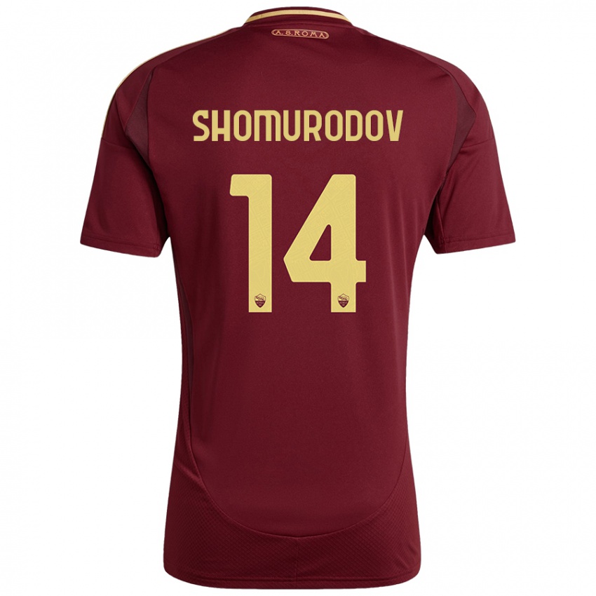 Dětské Eldor Shomurodov #14 Červená Hnědá Zlatá Domů Hráčské Dresy 2024/25 Dres