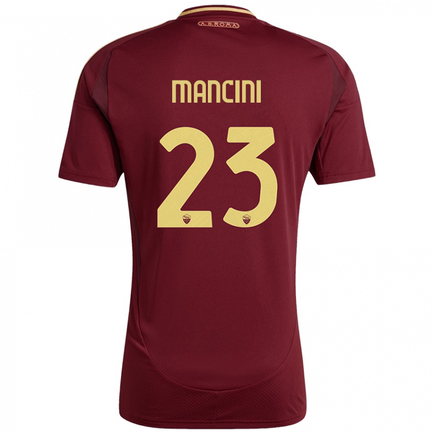 Dětské Gianluca Mancini #23 Červená Hnědá Zlatá Domů Hráčské Dresy 2024/25 Dres