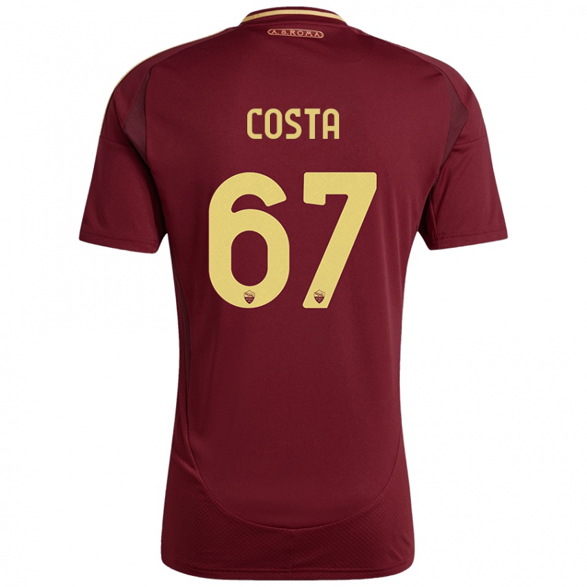 Dětské João Costa #67 Červená Hnědá Zlatá Domů Hráčské Dresy 2024/25 Dres