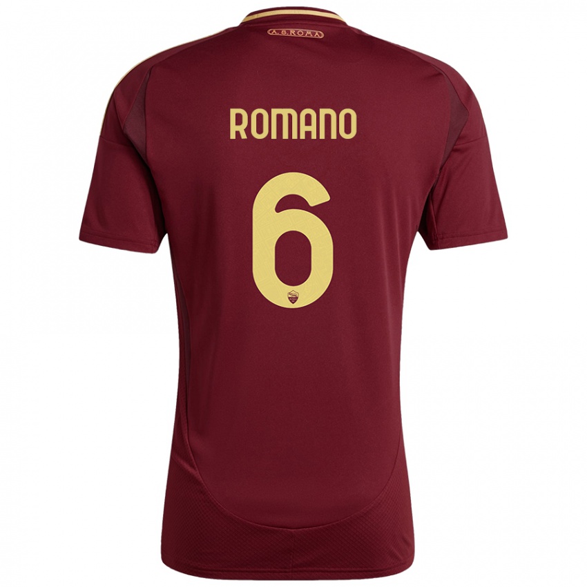 Dětské Alessandro Romano #6 Červená Hnědá Zlatá Domů Hráčské Dresy 2024/25 Dres