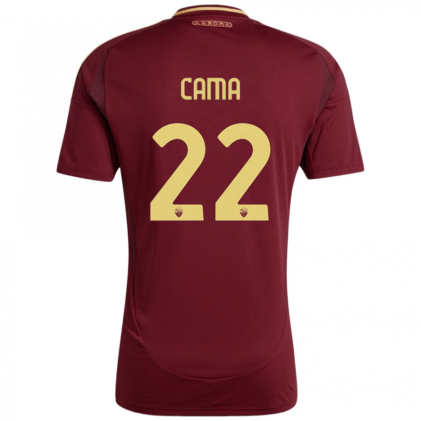 Dětské Cristian Cama #22 Červená Hnědá Zlatá Domů Hráčské Dresy 2024/25 Dres