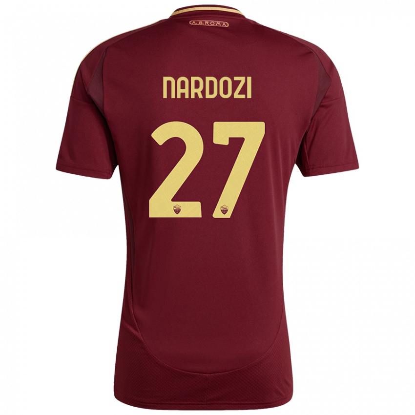 Dětské Manuel Nardozi #27 Červená Hnědá Zlatá Domů Hráčské Dresy 2024/25 Dres