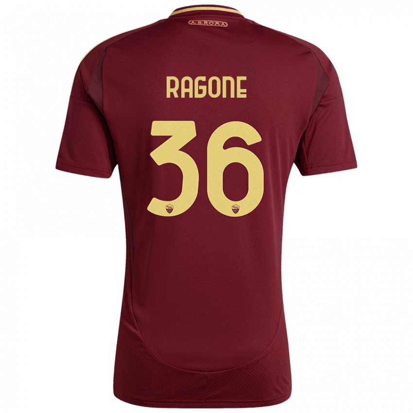 Dětské Diego Ragone #36 Červená Hnědá Zlatá Domů Hráčské Dresy 2024/25 Dres