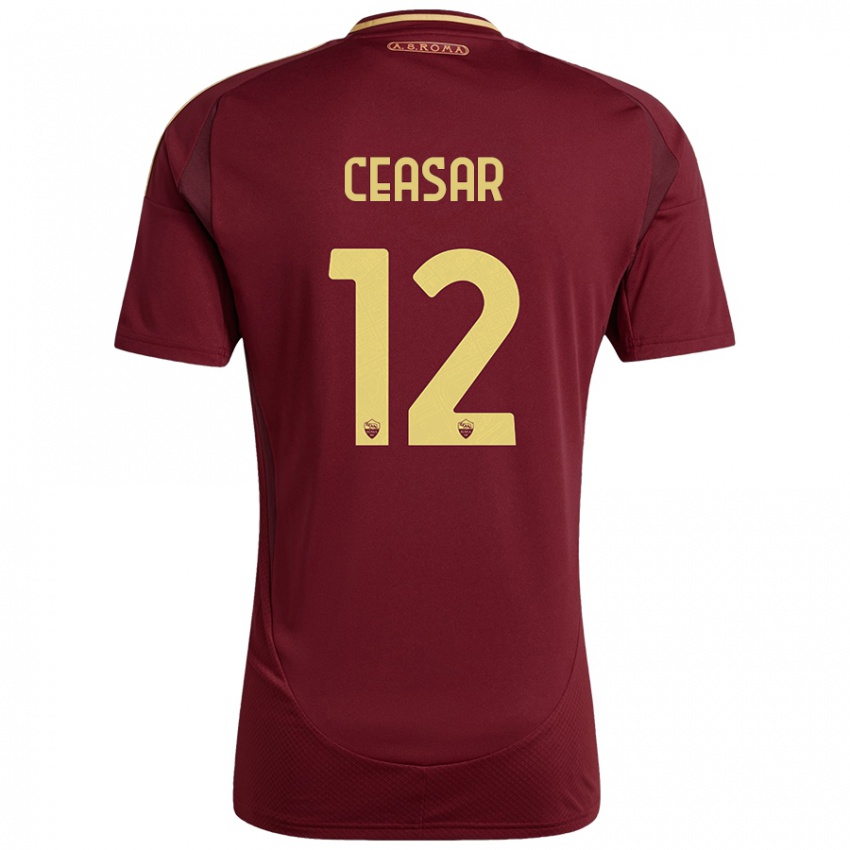 Dětské Camelia Ceasar #12 Červená Hnědá Zlatá Domů Hráčské Dresy 2024/25 Dres