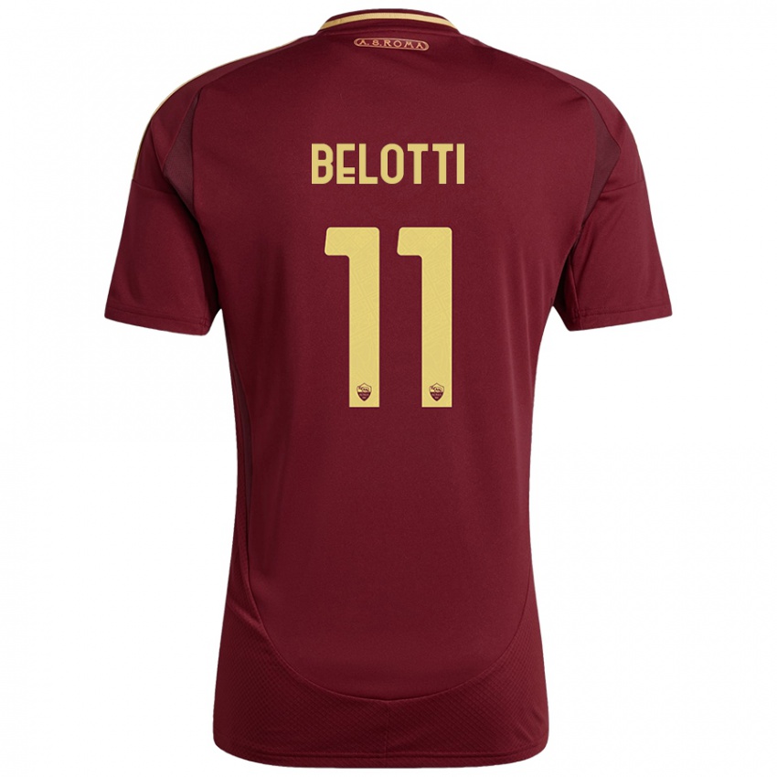 Dětské Andrea Belotti #11 Červená Hnědá Zlatá Domů Hráčské Dresy 2024/25 Dres