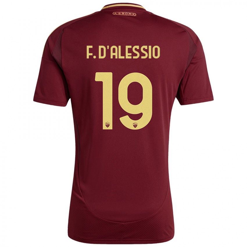 Dětské Francesco D'alessio #19 Červená Hnědá Zlatá Domů Hráčské Dresy 2024/25 Dres