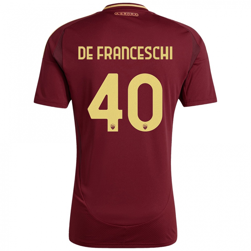 Dětské Leonardo De Franceschi #40 Červená Hnědá Zlatá Domů Hráčské Dresy 2024/25 Dres