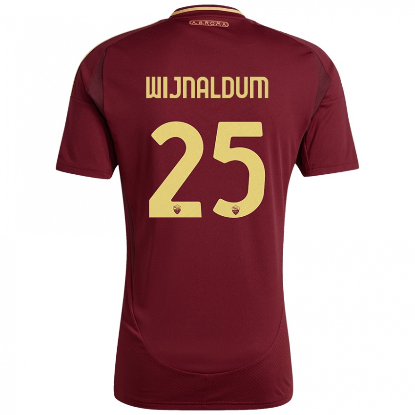 Dětské Georginio Wijnaldum #25 Červená Hnědá Zlatá Domů Hráčské Dresy 2024/25 Dres