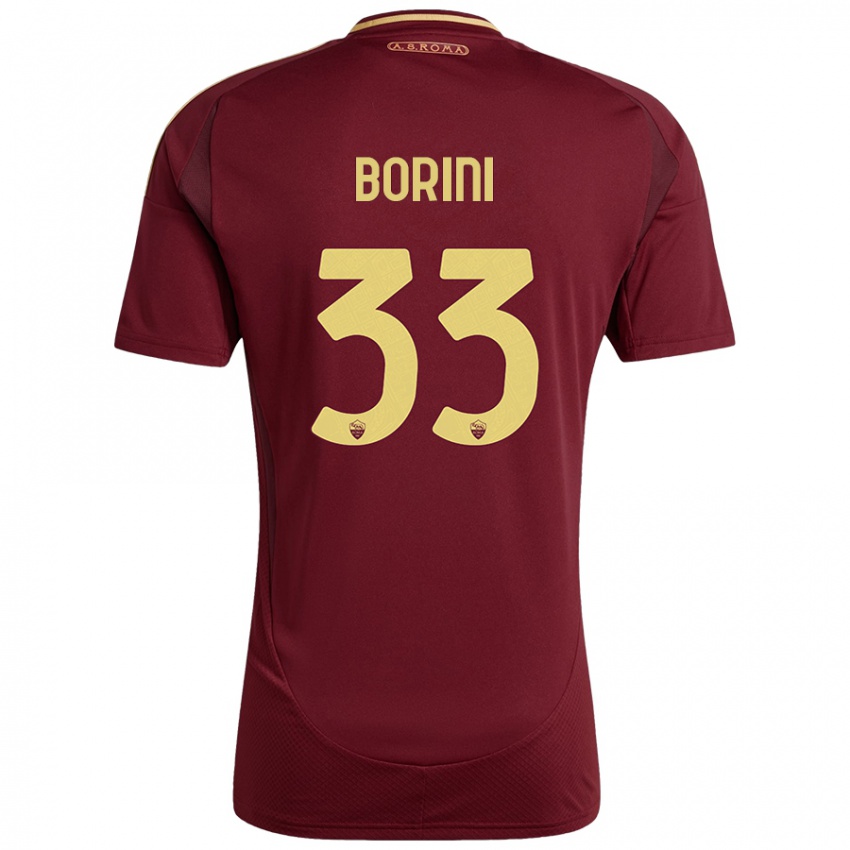 Dětské Joyce Borini #33 Červená Hnědá Zlatá Domů Hráčské Dresy 2024/25 Dres