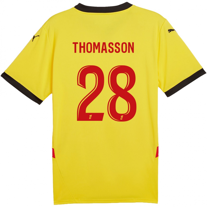 Dětské Adrien Thomasson #28 Žlutá Červená Domů Hráčské Dresy 2024/25 Dres