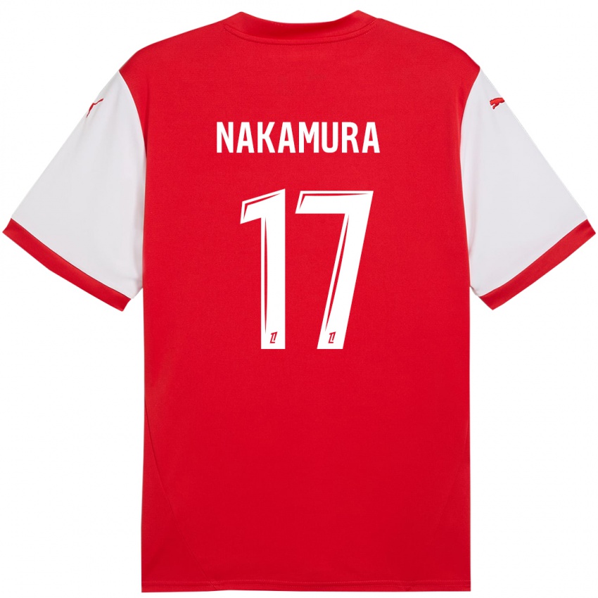 Dětské Keito Nakamura #17 Červená Bílá Domů Hráčské Dresy 2024/25 Dres