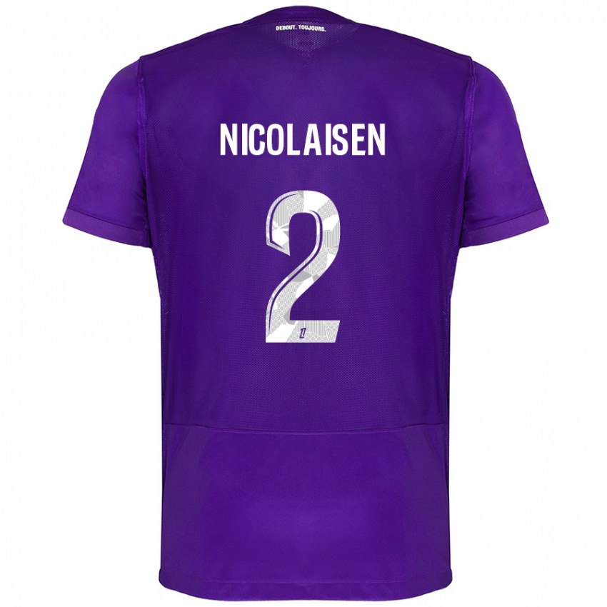 Dětské Rasmus Nicolaisen #2 Fialová Bílá Domů Hráčské Dresy 2024/25 Dres