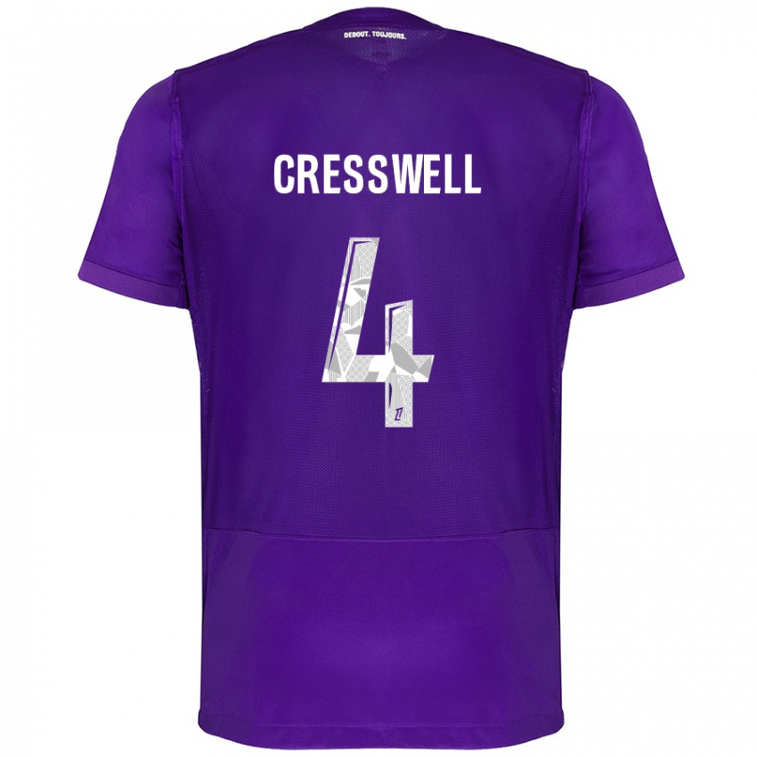 Dětské Charlie Cresswell #4 Fialová Bílá Domů Hráčské Dresy 2024/25 Dres