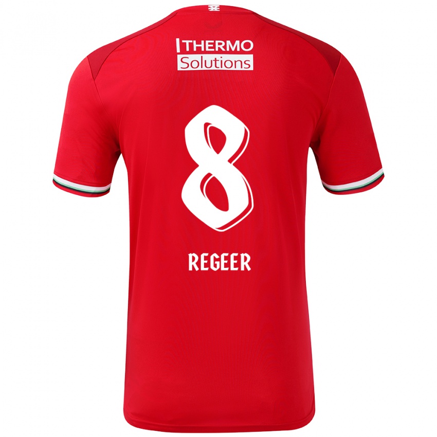 Dětské Youri Regeer #8 Červená Bílá Domů Hráčské Dresy 2024/25 Dres