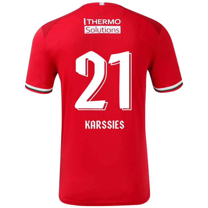 Dětské Sam Karssies #21 Červená Bílá Domů Hráčské Dresy 2024/25 Dres