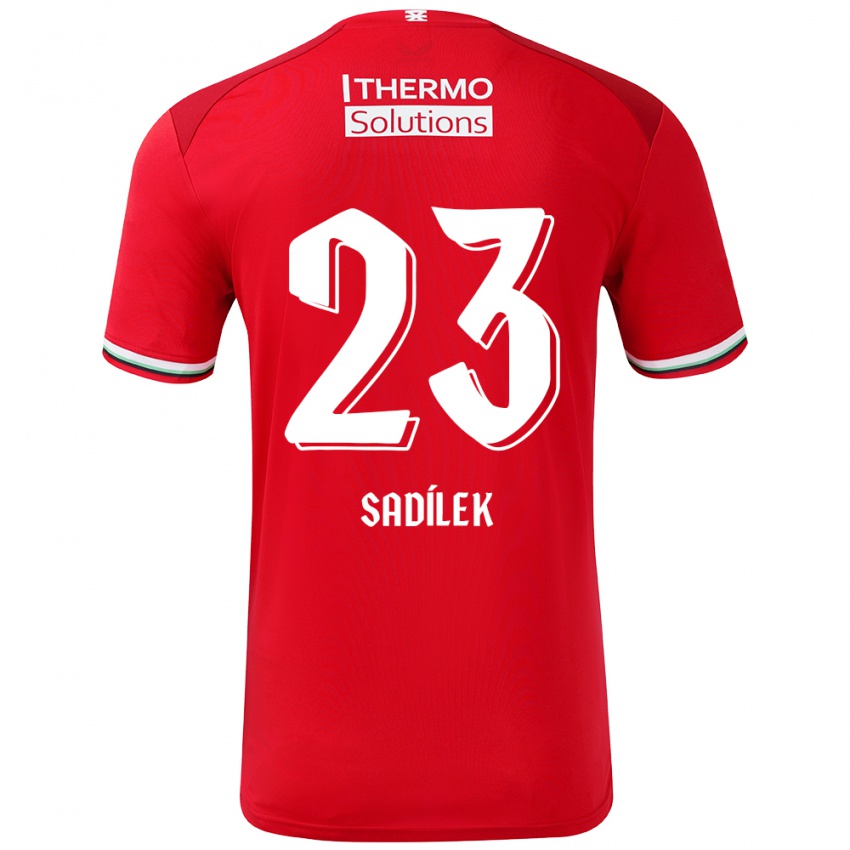 Dětské Michal Sadilek #23 Červená Bílá Domů Hráčské Dresy 2024/25 Dres