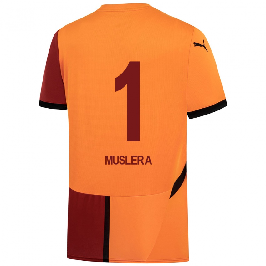 Dětské Fernando Muslera #1 Žlutá Červená Domů Hráčské Dresy 2024/25 Dres