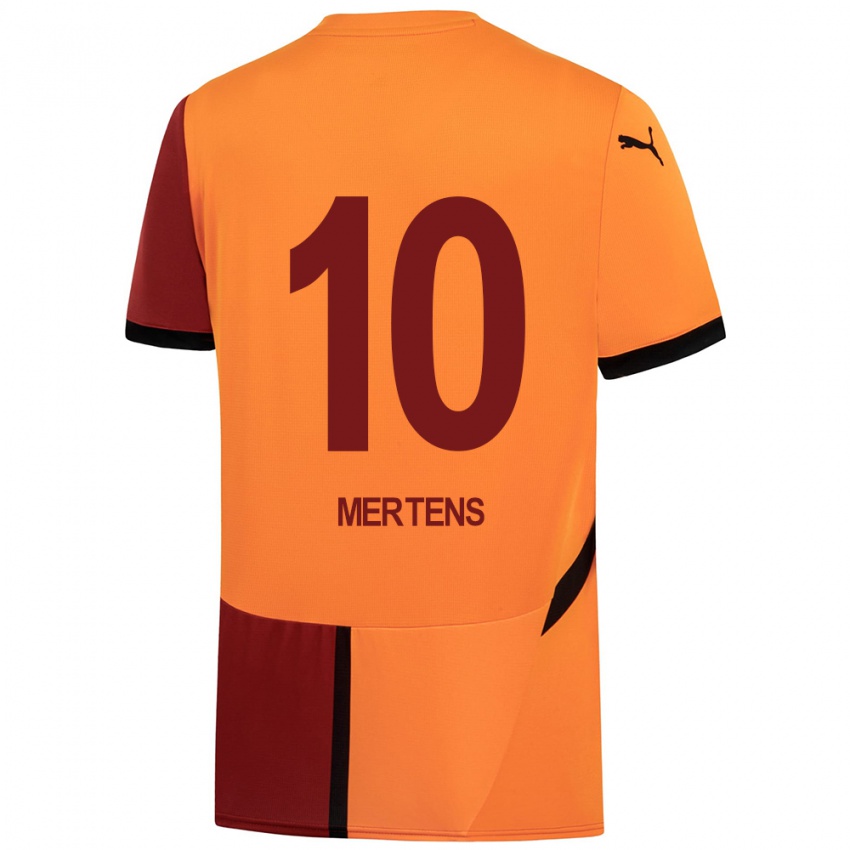 Dětské Dries Mertens #10 Žlutá Červená Domů Hráčské Dresy 2024/25 Dres