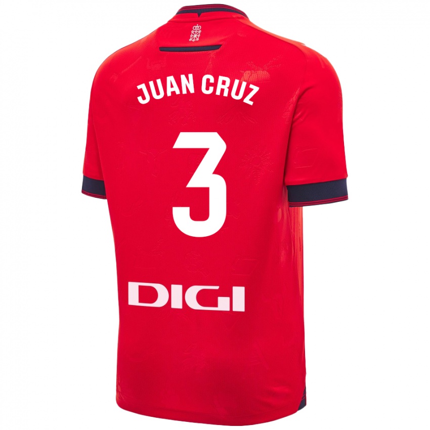 Dětské Juan Cruz #3 Červená Bílá Domů Hráčské Dresy 2024/25 Dres