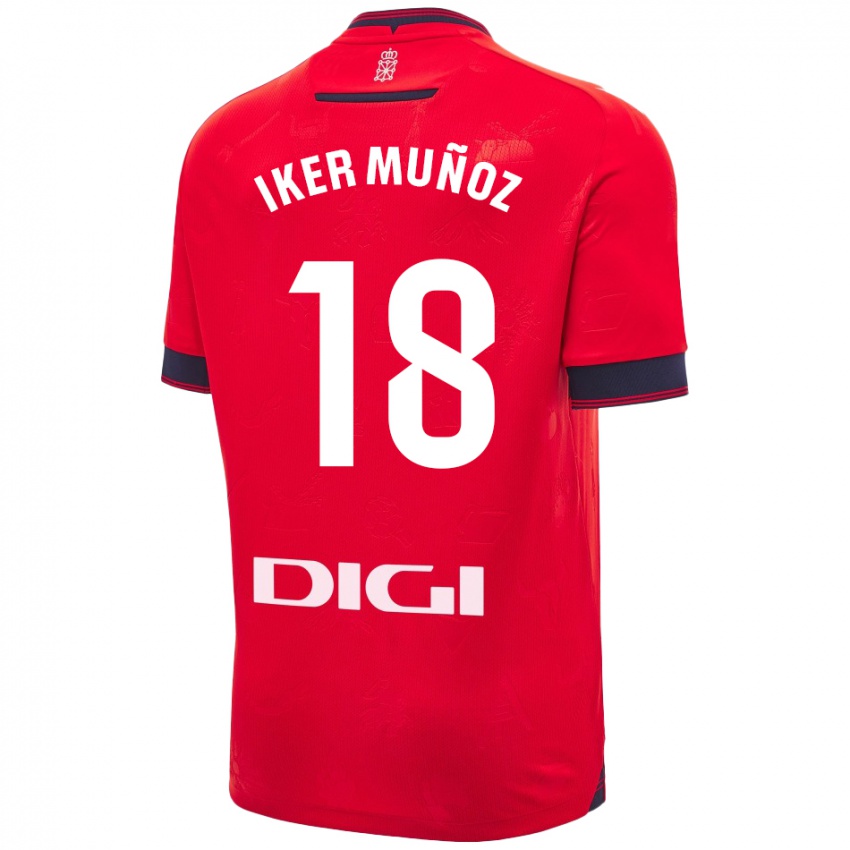 Dětské Iker Muñoz #18 Červená Bílá Domů Hráčské Dresy 2024/25 Dres