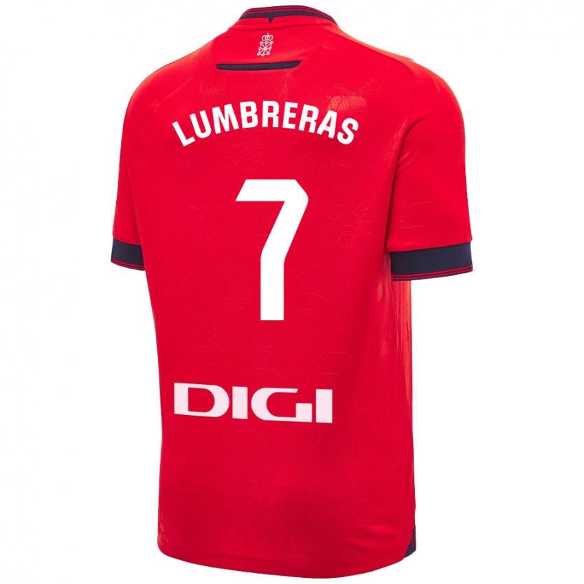 Dětské Carlos Lumbreras #7 Červená Bílá Domů Hráčské Dresy 2024/25 Dres