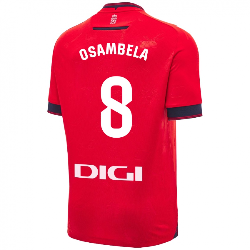 Dětské Asier Osambela #8 Červená Bílá Domů Hráčské Dresy 2024/25 Dres