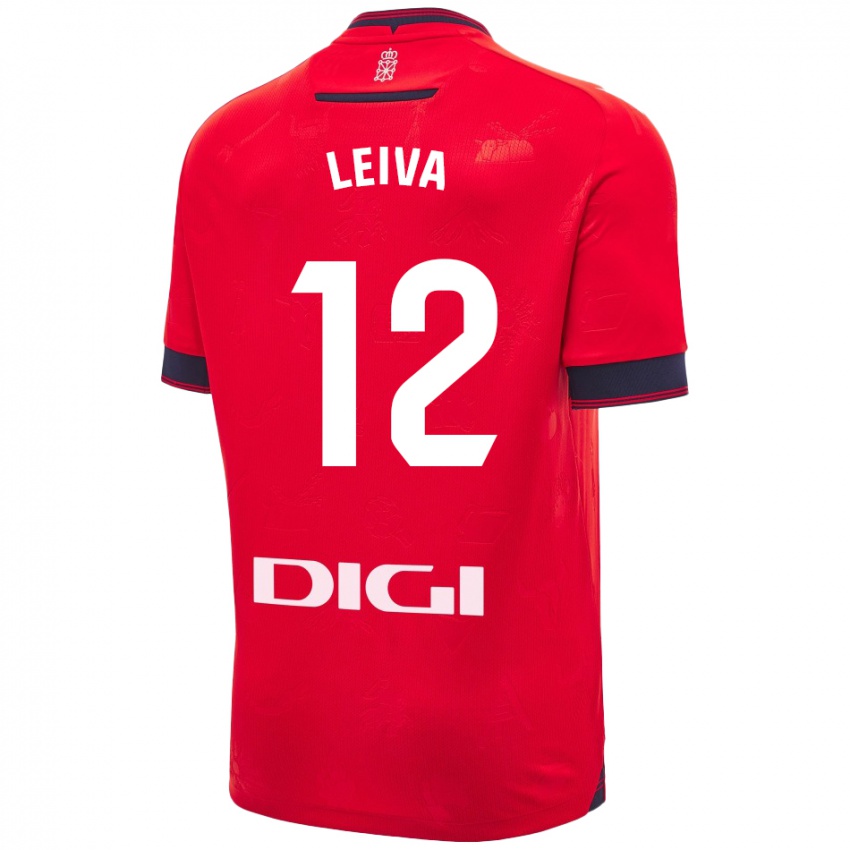 Dětské Álvaro Leiva #12 Červená Bílá Domů Hráčské Dresy 2024/25 Dres